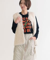 【R2403-TFV570】Tibetan  lamb style eco fur reversible vest (1680034)