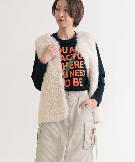 【R2403-TFV570】Tibetan  lamb style eco fur reversible vest (1680034)