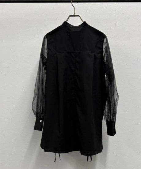 【R2501-MBL797】Shirt with tulle sleeves (1740923)