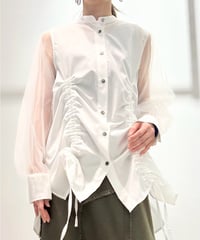 【R2501-MBL797】Shirt with tulle sleeves (1740923)