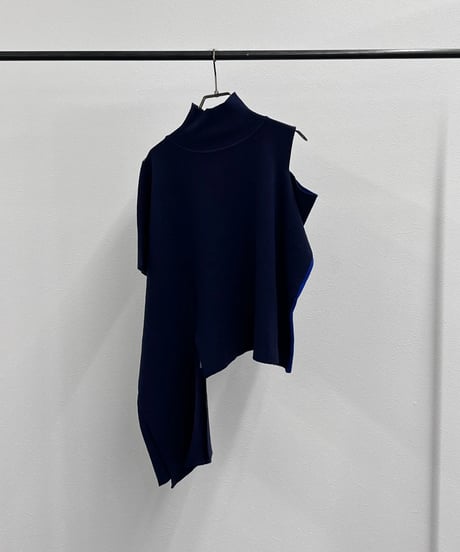 【R2503-BNP928】 Bicolor knit poncho (1741040)