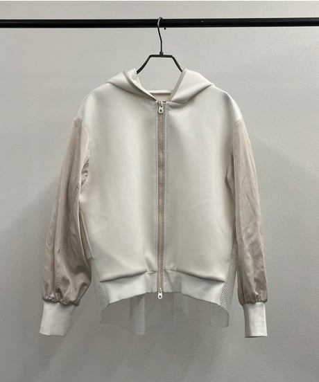 【R2501-BFP747】Back mesh ruffles hoodie (1740880)