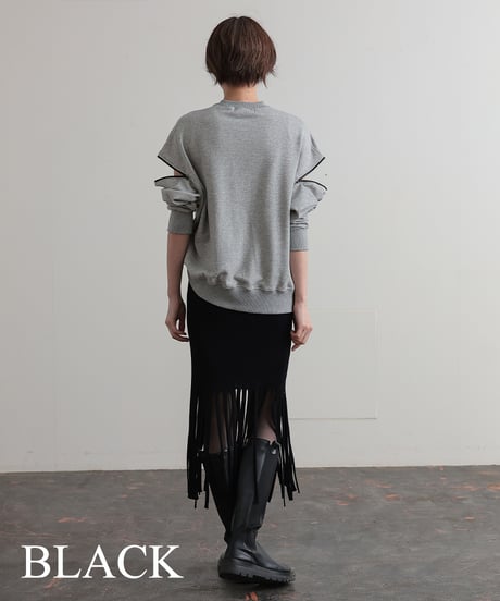 【R2403-FSK676】Knitted fringe skirt (1740816)