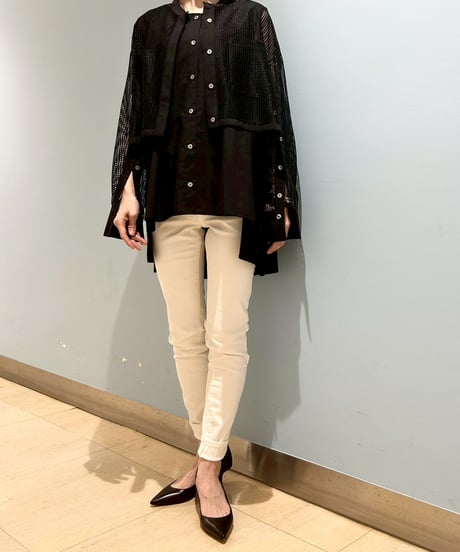 【R2501-EBL791】Mesh ensemble blouse (1740904)