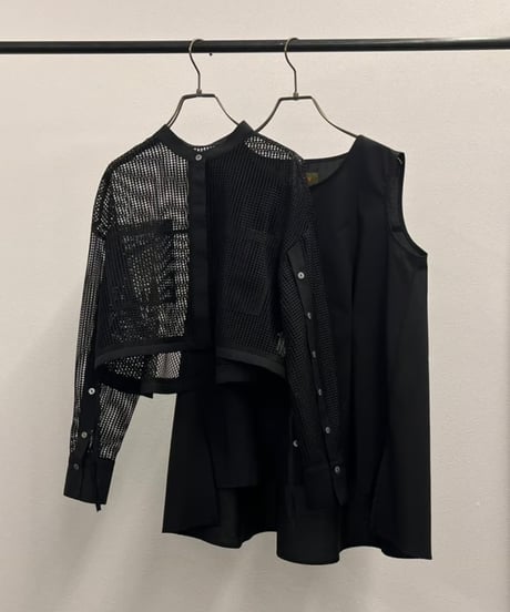【R2501-EBL791】Mesh ensemble blouse (1740904)