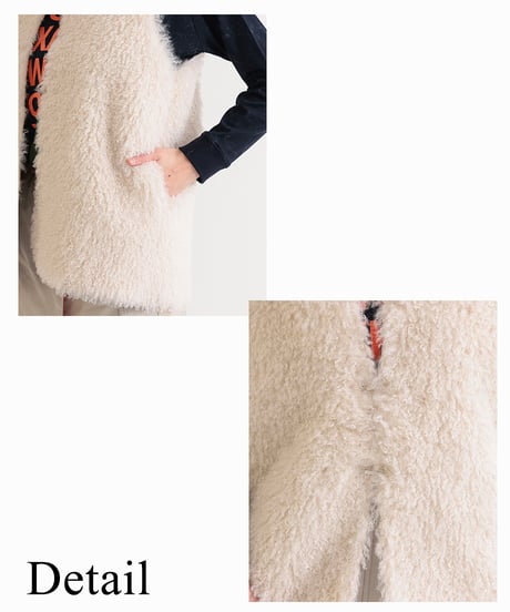 【R2403-TFV570】Tibetan  lamb style eco fur reversible vest (1680034)