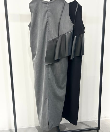 【R2503-FOP917】 Faux leather frill dress（1741020）