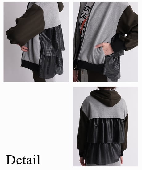 【R2403-BFP714】Back punching hoodie with frills (1740839)