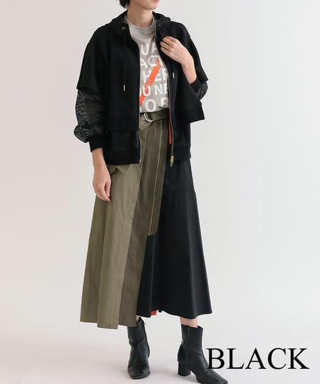 【R2403-DPK678】Layered hoodie (1740802)
