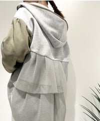 【R2501-BFP747】Back mesh ruffles hoodie (1740880)