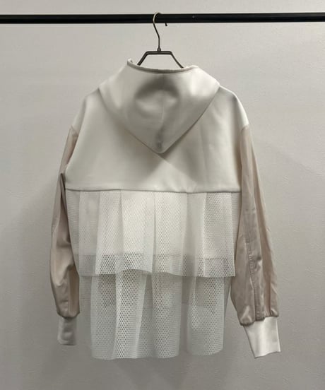 【R2501-BFP747】Back mesh ruffles hoodie (1740880)
