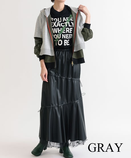 【R2403-DPK678】Layered hoodie (1740802)