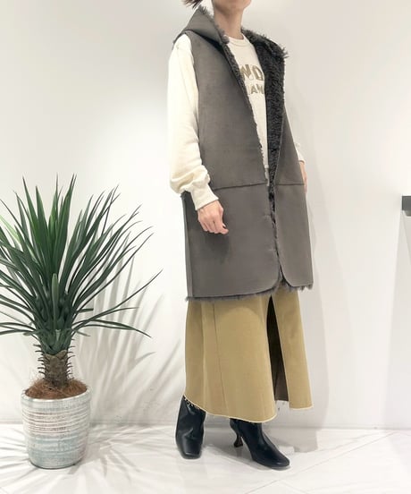 【R2503-RMF870】　Reversible mixed fur hoodie（1680054）