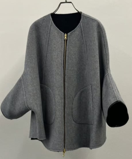 【R2503-RPO826】 Reversible wool poncho coat（1680046）