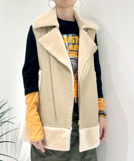 【R2503-BFV857】　Bomber fur vest（1680053）