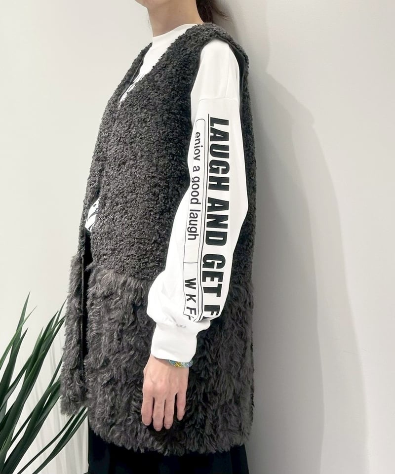 トップス theredthread S flip fur vest black THEREDTHREAD / ザ