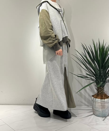 【R2501-BFP747】Back mesh ruffles hoodie (1740880)