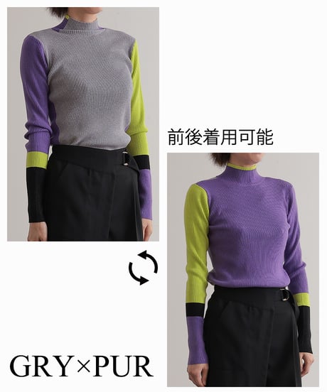 【R2403-BHN730】Bicolor high neck knit (1740836)