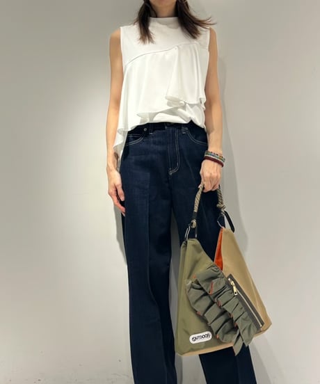 【R2501-TFB44】Bicolor triangle mini bag with frills (1740977)
