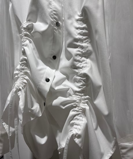 【R2501-MBL797】Shirt with tulle sleeves (1740923)