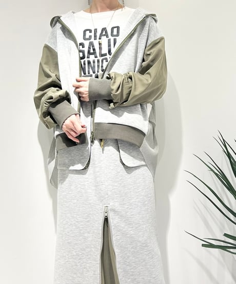 【R2501-BFP747】Back mesh ruffles hoodie (1740880)