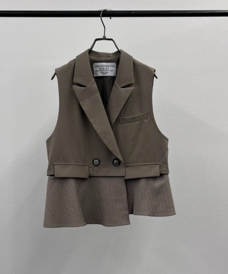 【R2503ｰLCG868】 Long tulle tailored collar gilet (1740973)