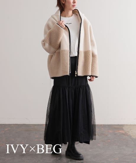 【R2303-RBO544】Reversible bicolor boa hoodie (1680030)