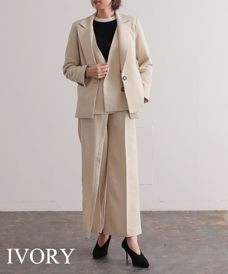 ジャケット・アウター muguet stand collar midi coat (ivory) muguet（ミュゲ）の「stand collar long coat（ステンカラー