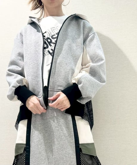 【R2601-BMP916】 Back mesh hoodie（1741022）