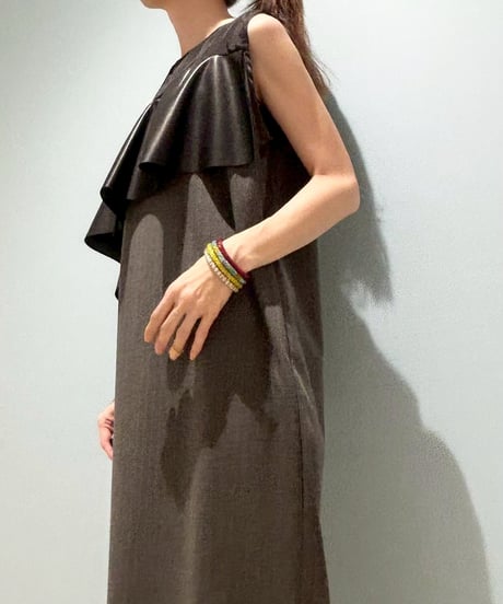 【R2503-FOP917】 Faux leather frill dress（1741020）