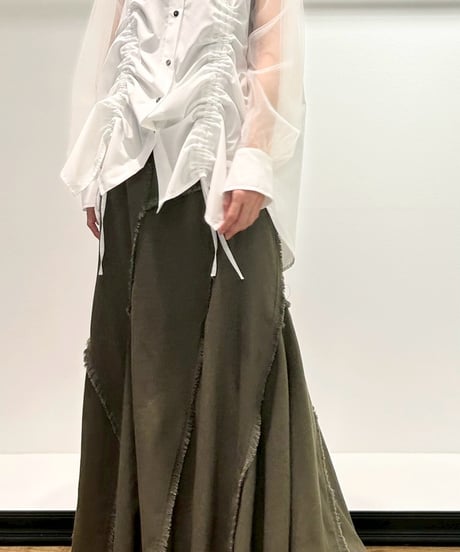 【R2501-MBL797】Shirt with tulle sleeves (1740923)