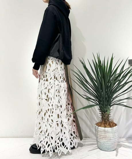 【R2501-DRS756】Asymmetry Lace skirt (1740878)