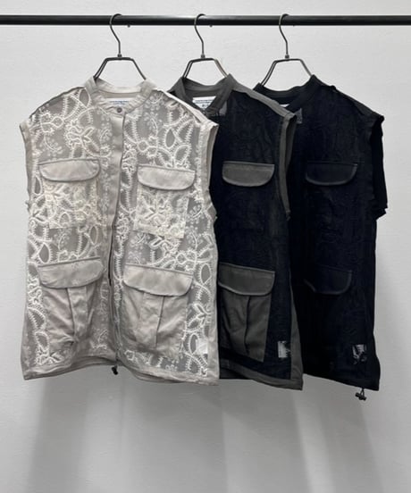 【R2603-NRJ1052】 Sleeveless lace jacket (1741136）