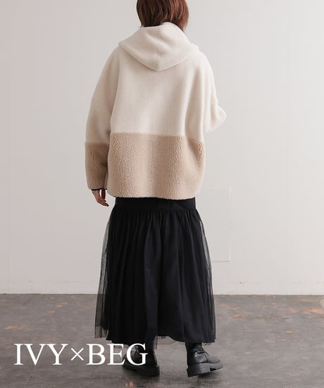 【R2303-RBO544】Reversible bicolor boa hoodie (1680030)