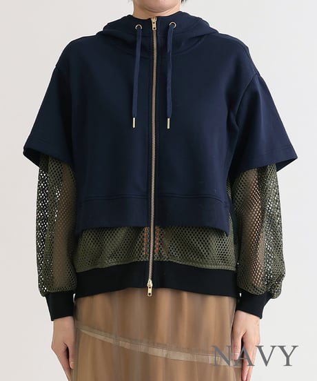 【R2403-DPK678】Layered hoodie (1740802)