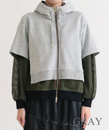 【R2403-DPK678】Layered hoodie (1740802)