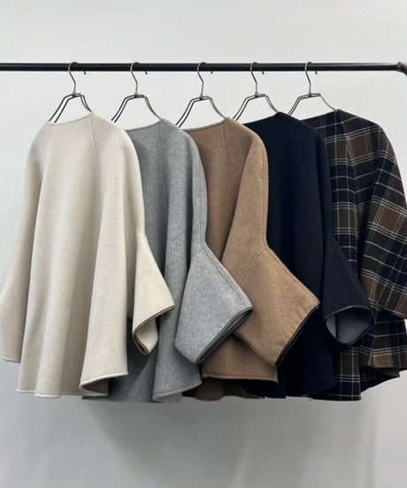 【R2503-RPO826】 Reversible wool poncho coat（1680046）