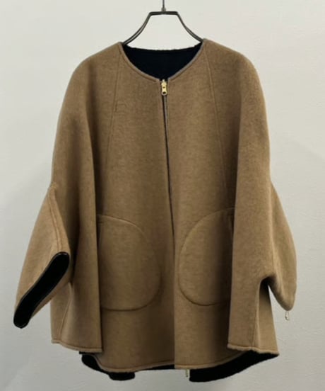 【R2503-RPO826】 Reversible wool poncho coat（1680046）