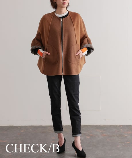 【R2403-RPC683】Reversible poncho coat（1680038)