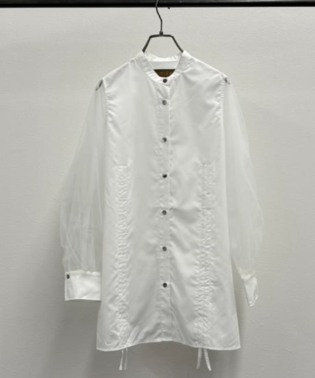 【R2501-MBL797】Shirt with tulle sleeves (1740923)