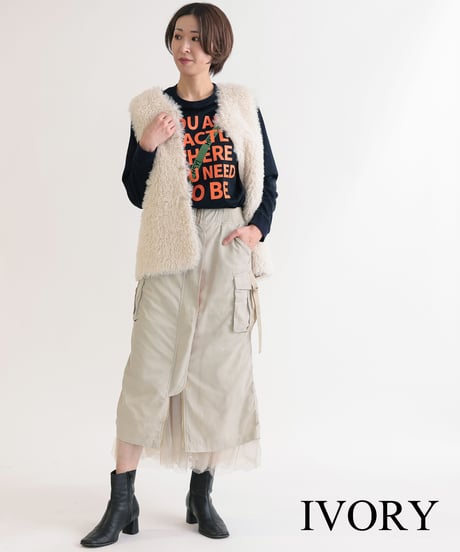【R2403-TFV570】Tibetan  lamb style eco fur reversible vest (1680034)