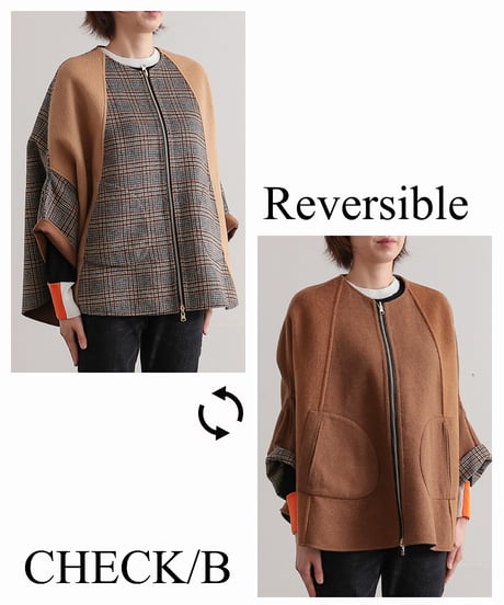【R2403-RPC683】Reversible poncho coat（1680038)