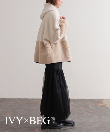 【R2303-RBO544】Reversible bicolor boa hoodie (1680030)