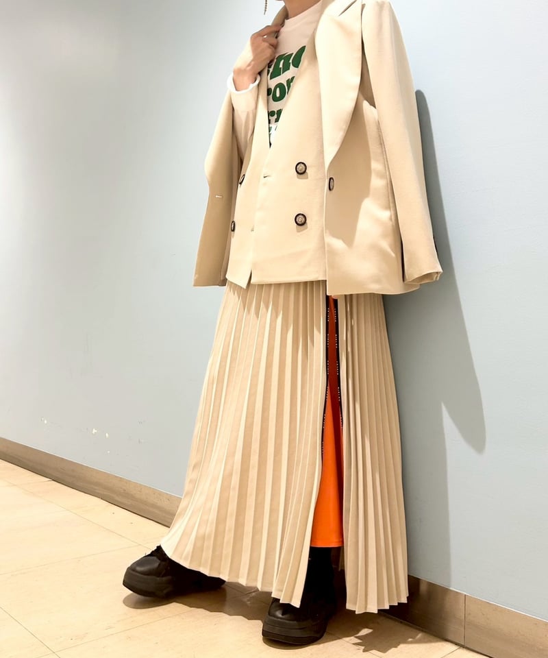 R2503-ZSK485】 Logo zip pleats skirt（1740647） |