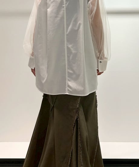 【R2501-MBL797】Shirt with tulle sleeves (1740923)