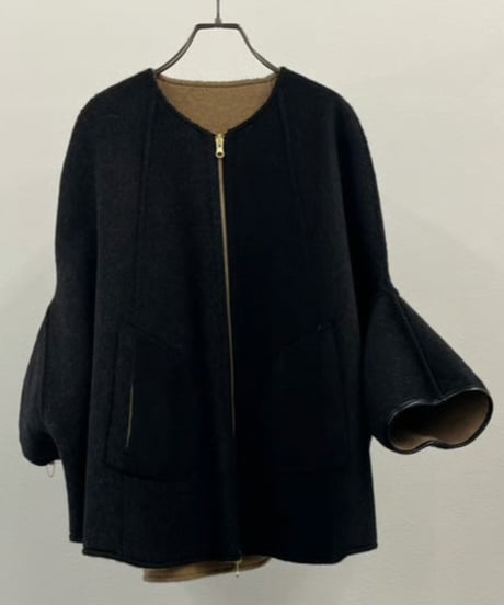 【R2503-RPO826】 Reversible wool poncho coat（1680046）