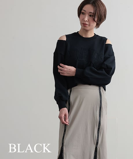 【R2403-LSW688】Shoulder slit short sweat (1740811)