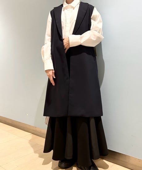【R2501ｰBTG786】Back pleated tailored collar gilet (1740891)