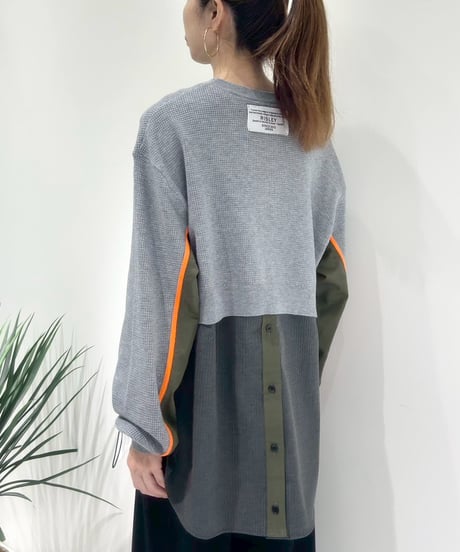 【R2503-SDN889】 Docking knit shirt（1741008）
