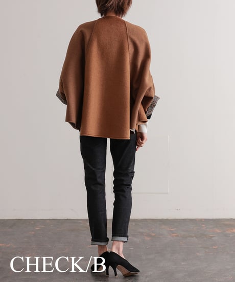 【R2403-RPC683】Reversible poncho coat（1680038)